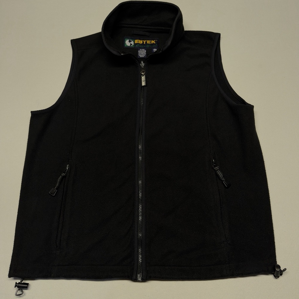 Vintage Eddie Bauer Ebtek Polartec Fleece Vest Black Men's Small Hiking Outdoor